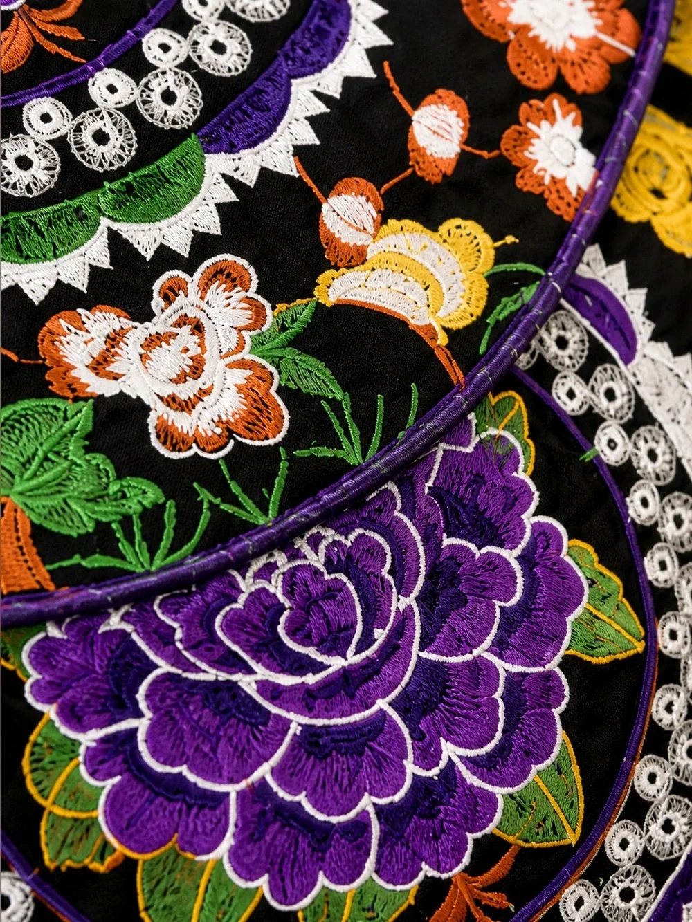 Floral Embroidery Boho Sling Bag & Wallet Set Colorful Polyester Crossbod Purse